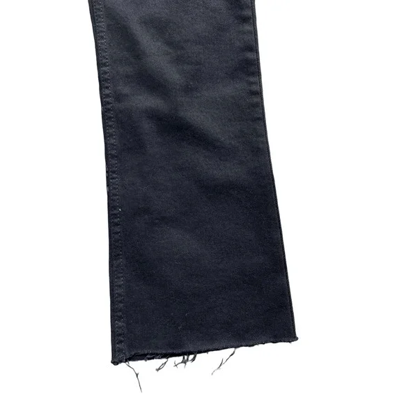 NWT ZARA Women's Black Mid Rise Frayed Hem Flared Cropped Denim Jeans - Picture 4 of 10